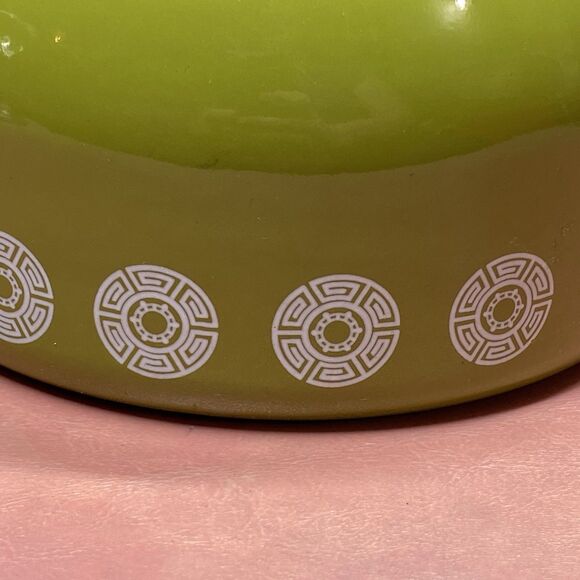 Vintage Mid Century Modern Enamel Saucepan Plate Fondue Pot Wood Handle Green - Picture 11 of 12